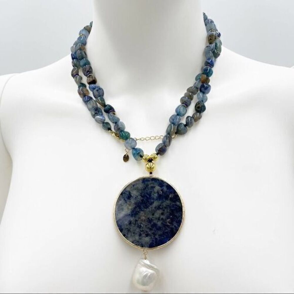 IRIS & LILLY Quarts Long Lapis Natural Stone Necklace